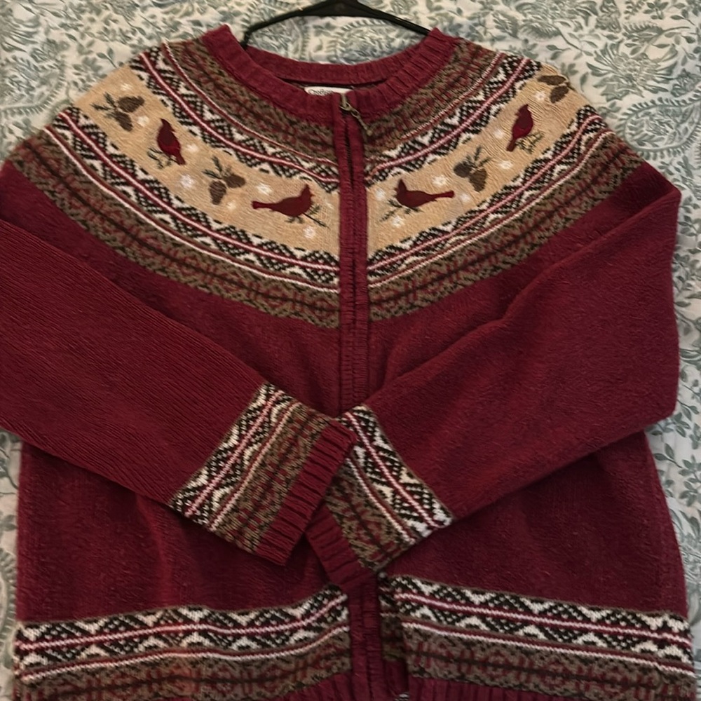 Vintage Grandma/grandpa full zip sweater.